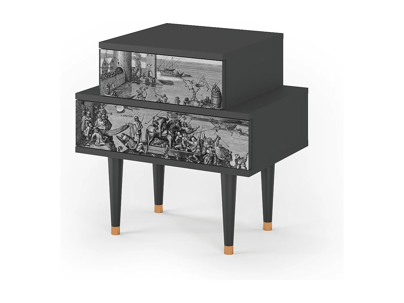 Stolik nocny - 58х58х41 cm - NS1 - Saint Martin, Antracyt