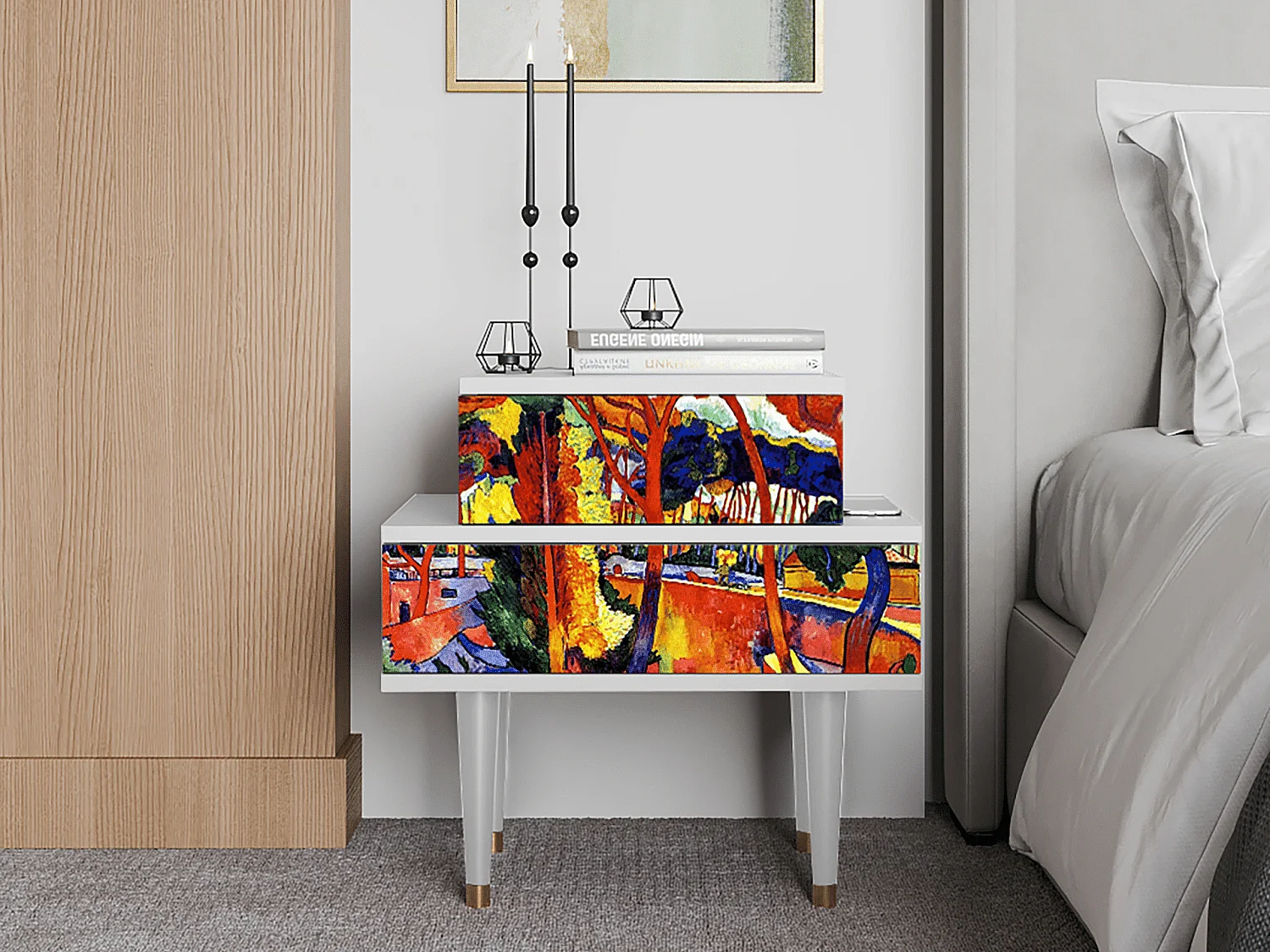 Nachttisch - 58х58х41 cm - NS1 - The Turning Road, Weiß