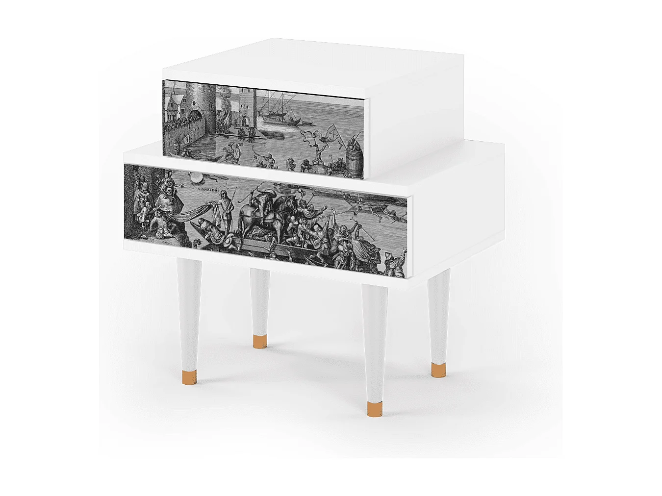 Stolik nocny - 58х58х41 cm - NS1 - Saint Martin, Biały