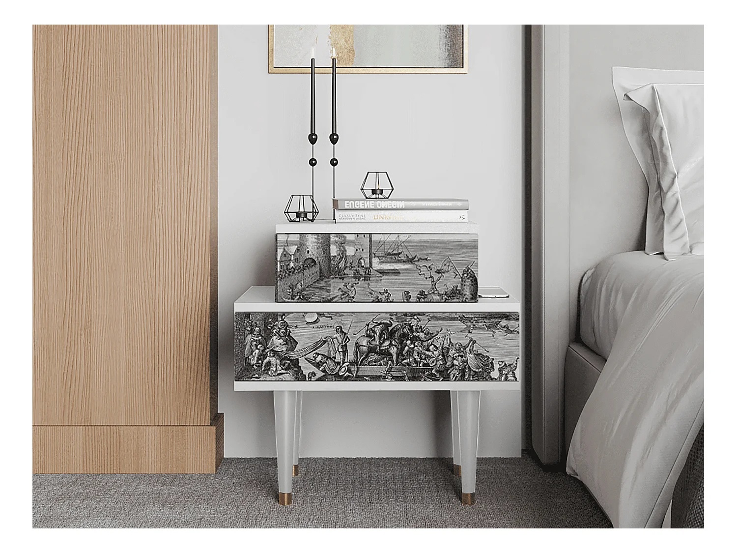Table de nuit - 58х58х41 cm - NS1 - Saint Martin, Blanc