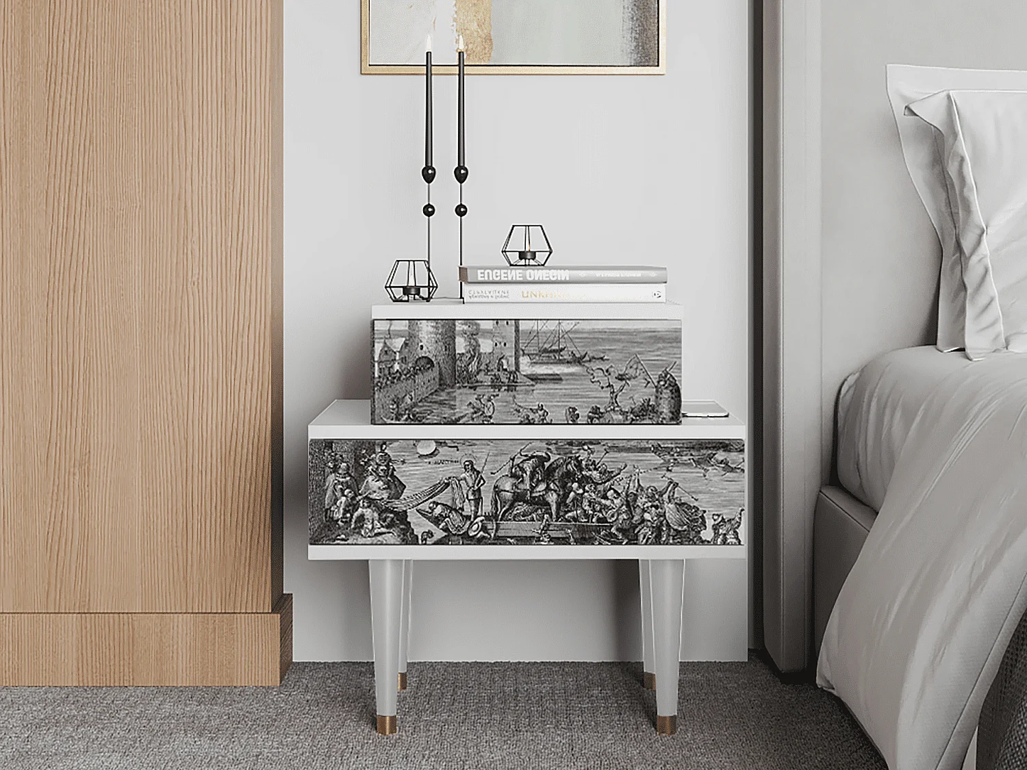 Stolik nocny - 58х58х41 cm - NS1 - Saint Martin, Biały