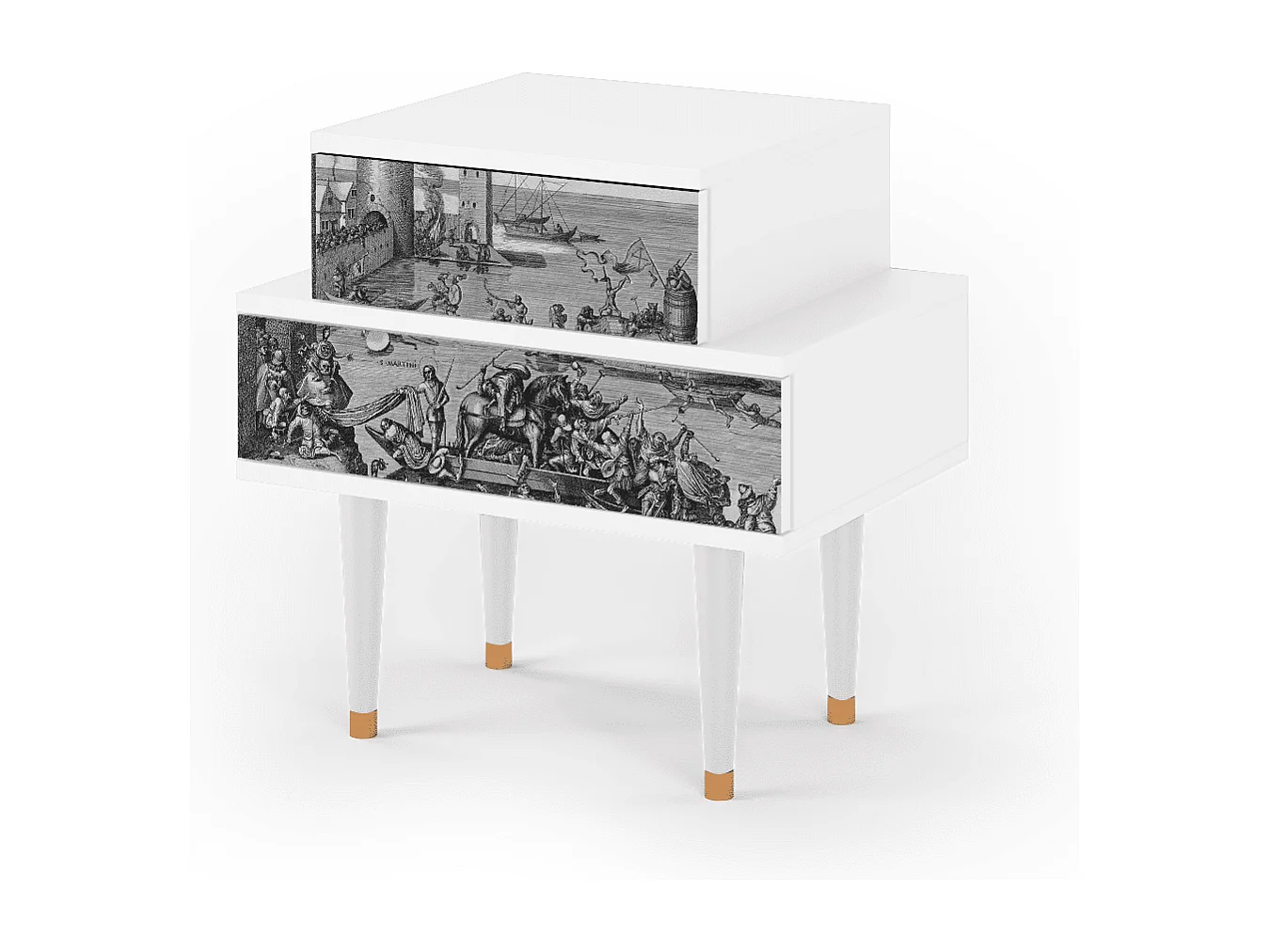 Stolik nocny - 58х58х41 cm - NS1 - Saint Martin, Biały