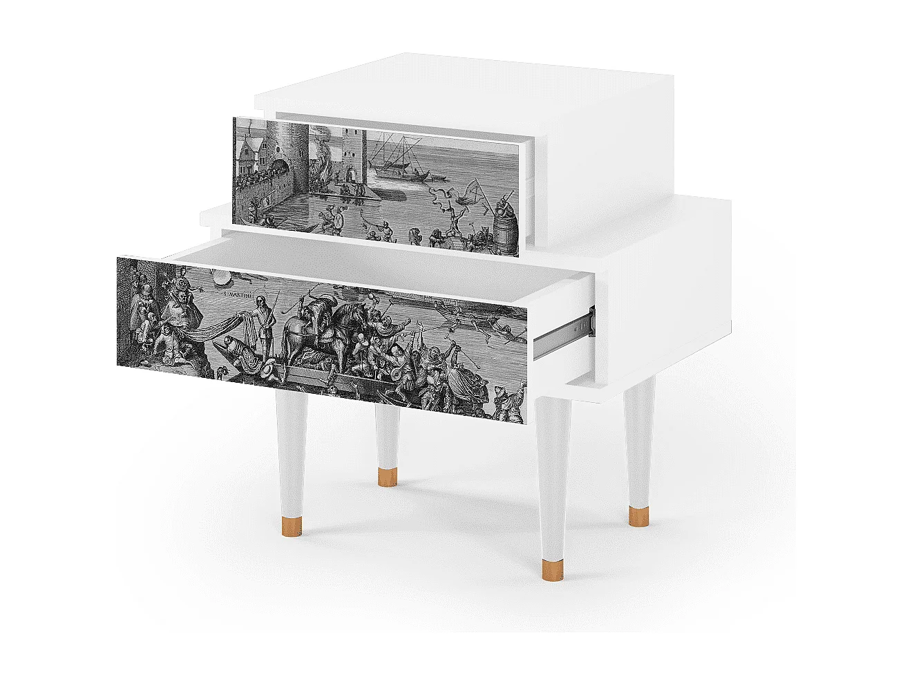 Stolik nocny - 58х58х41 cm - NS1 - Saint Martin, Biały