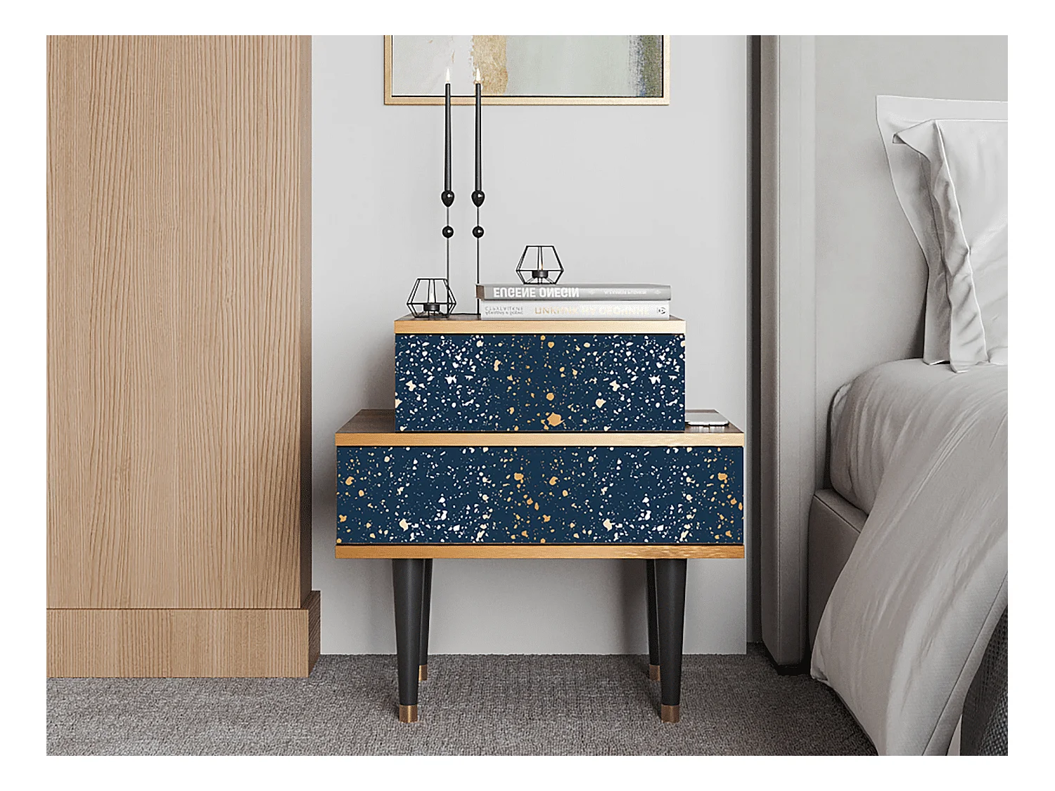 Criado-mudo - 58х58х41 cm - NS1 - Starfall, Nogueira