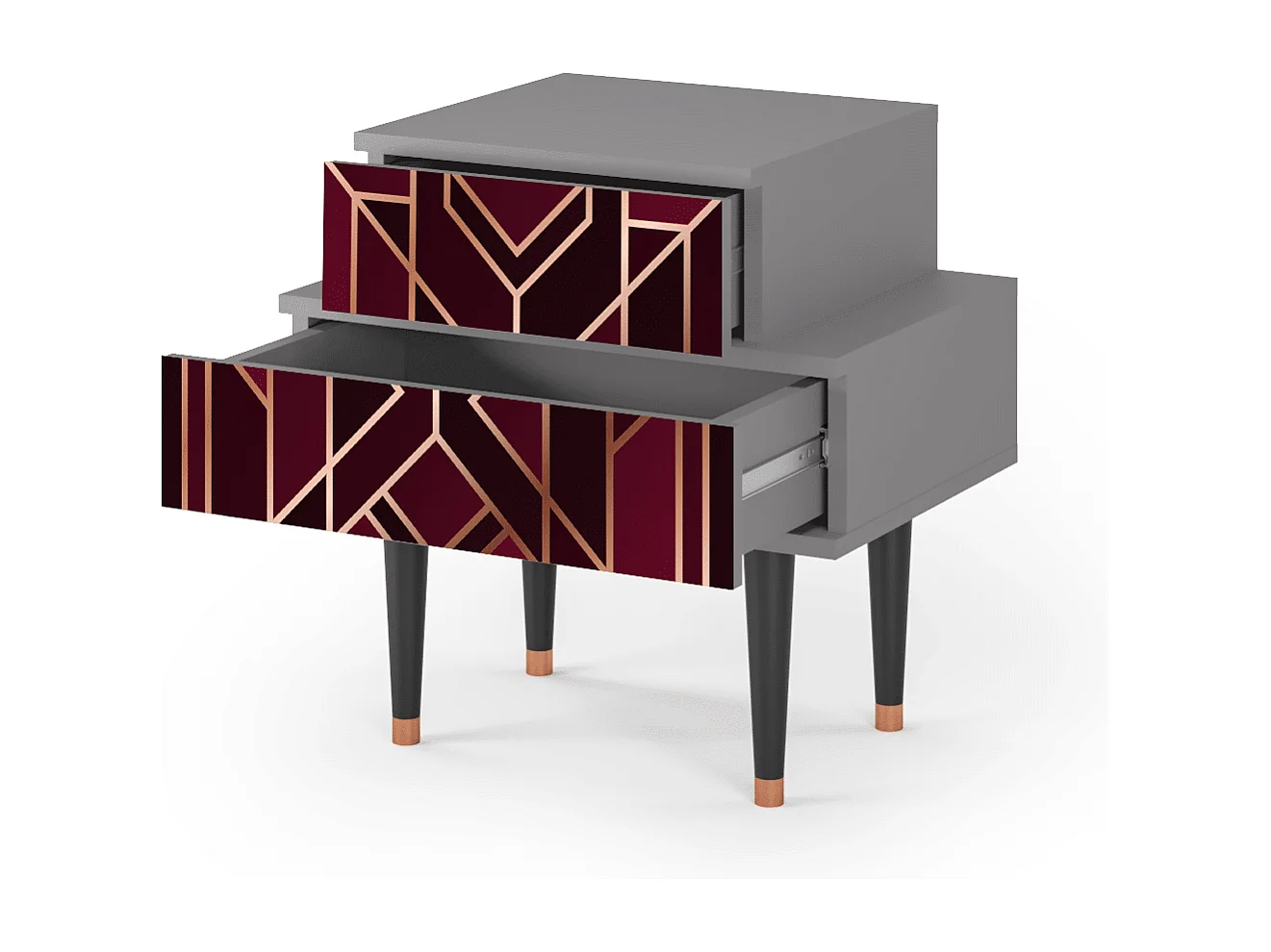 Stolik nocny - 58х58х41 cm - NS1 - Burgundy Jewelery, Szary