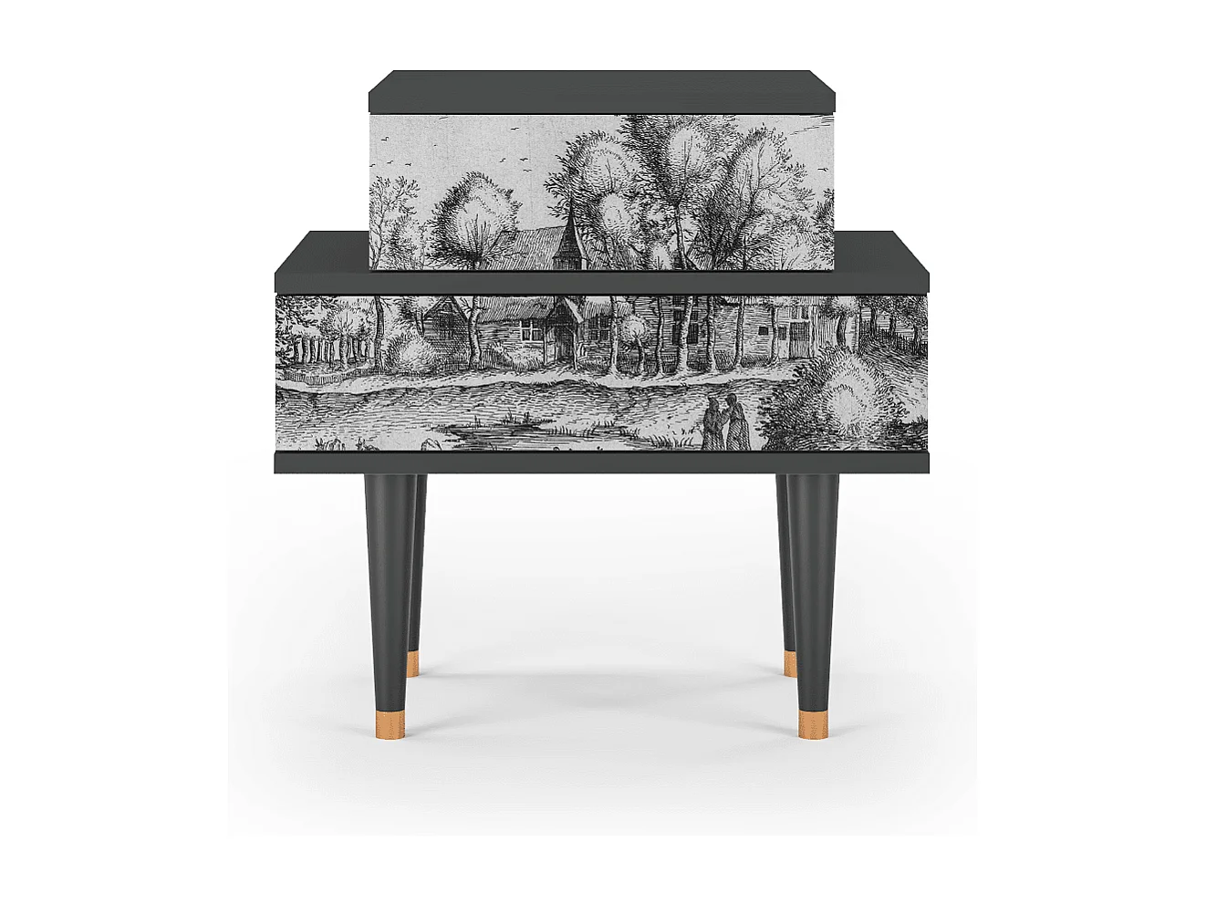 Stolik nocny - 58х58х41 cm - NS1 - A Pond, Antracyt