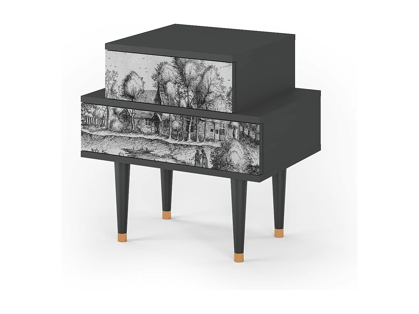 Stolik nocny - 58х58х41 cm - NS1 - A Pond, Antracyt