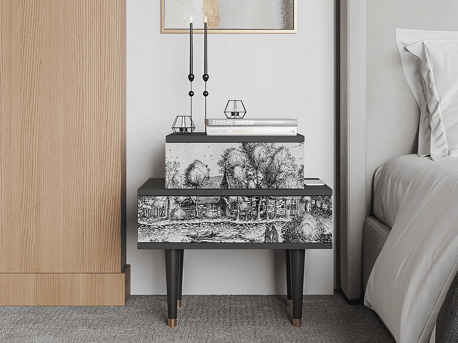 Table de nuit - 58х58х41 cm - NS1 - A Pond, Anthracite