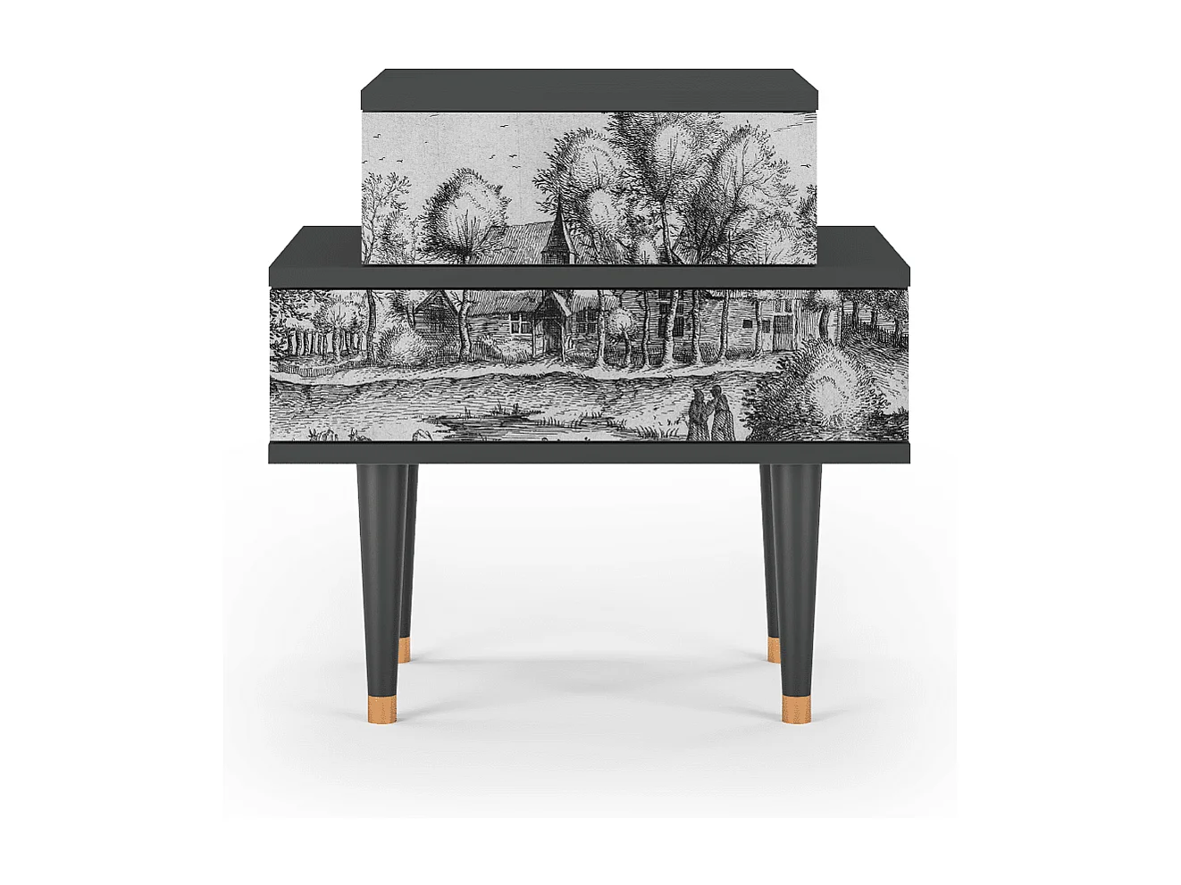 Stolik nocny - 58х58х41 cm - NS1 - A Pond, Antracyt