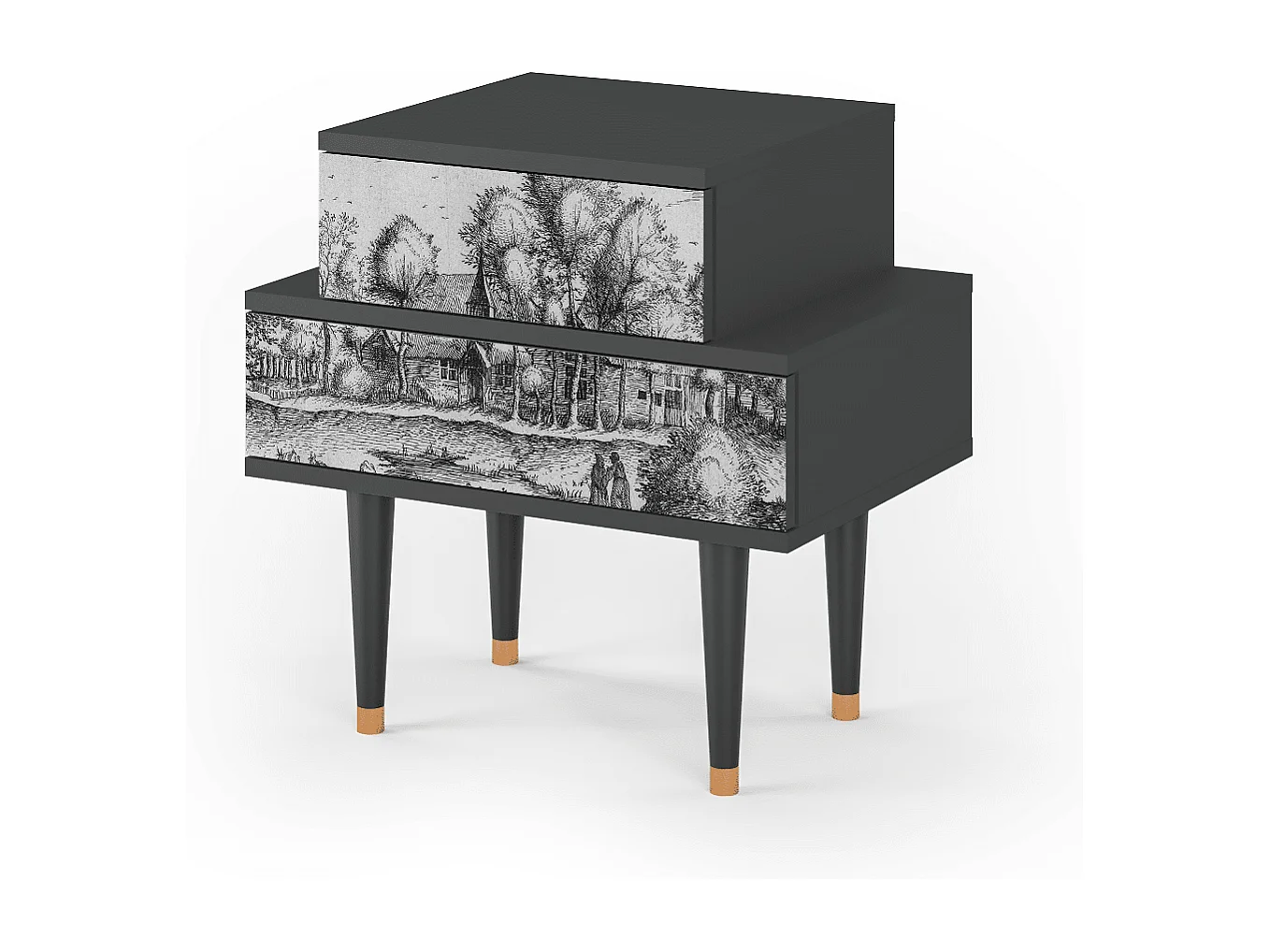 Stolik nocny - 58х58х41 cm - NS1 - A Pond, Antracyt