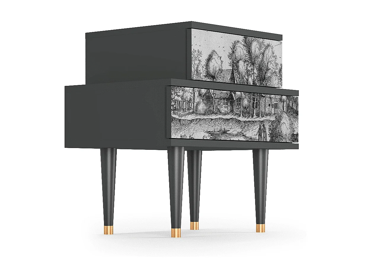 Stolik nocny - 58х58х41 cm - NS1 - A Pond, Antracyt