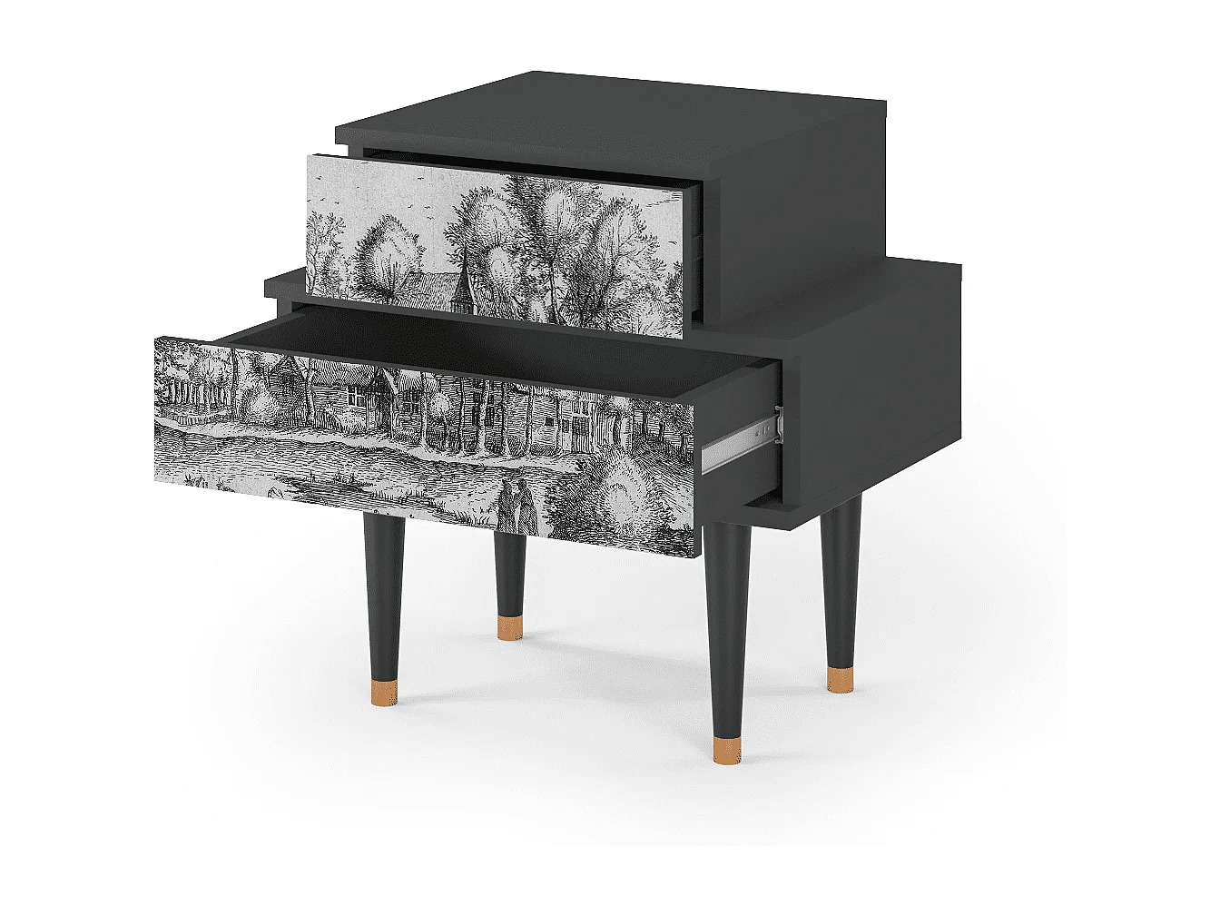 Stolik nocny - 58х58х41 cm - NS1 - A Pond, Antracyt