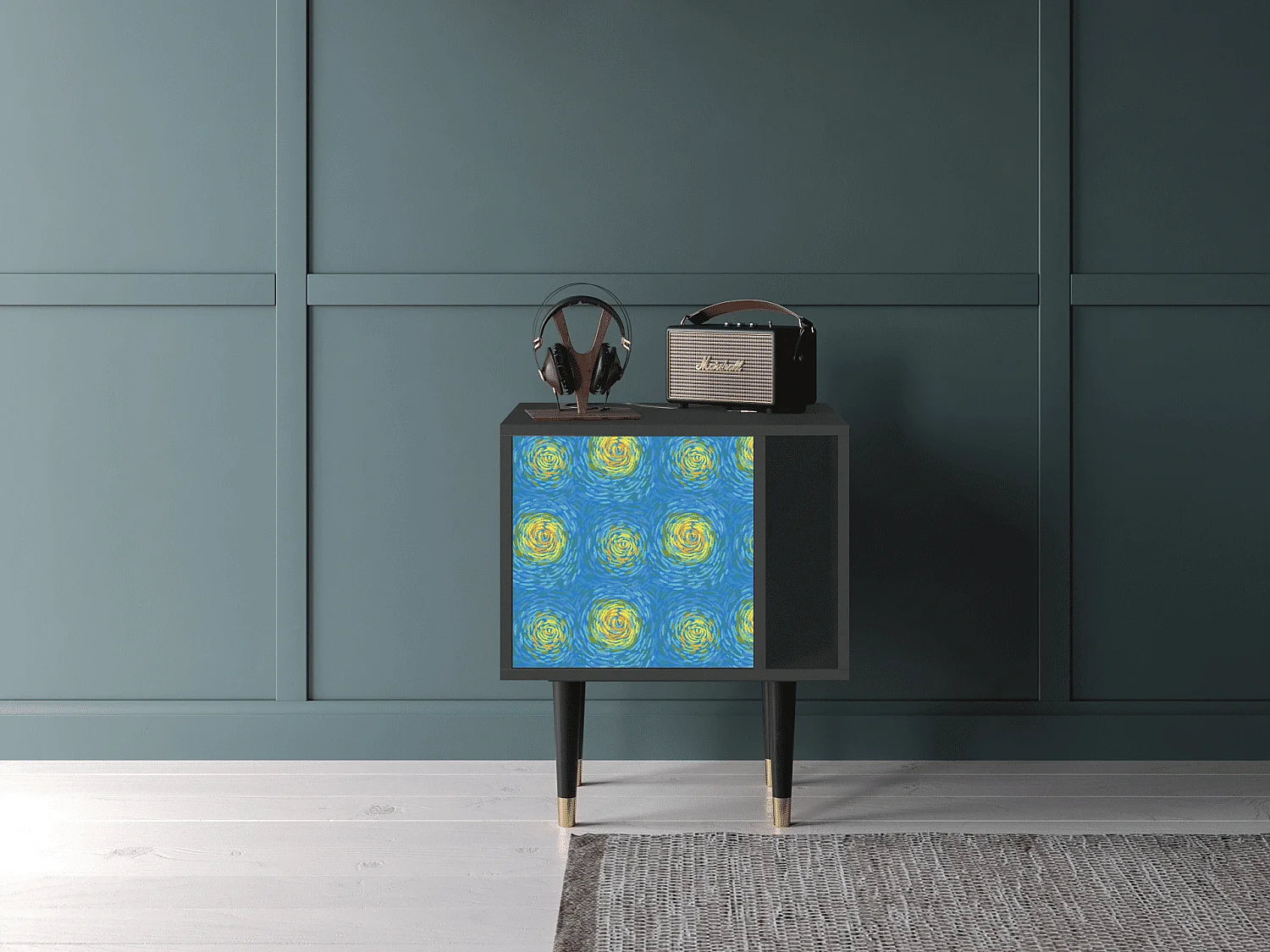 Stolik nocny - 57х69х48 cm - S2 - Van Gogh Lights, Antracyt