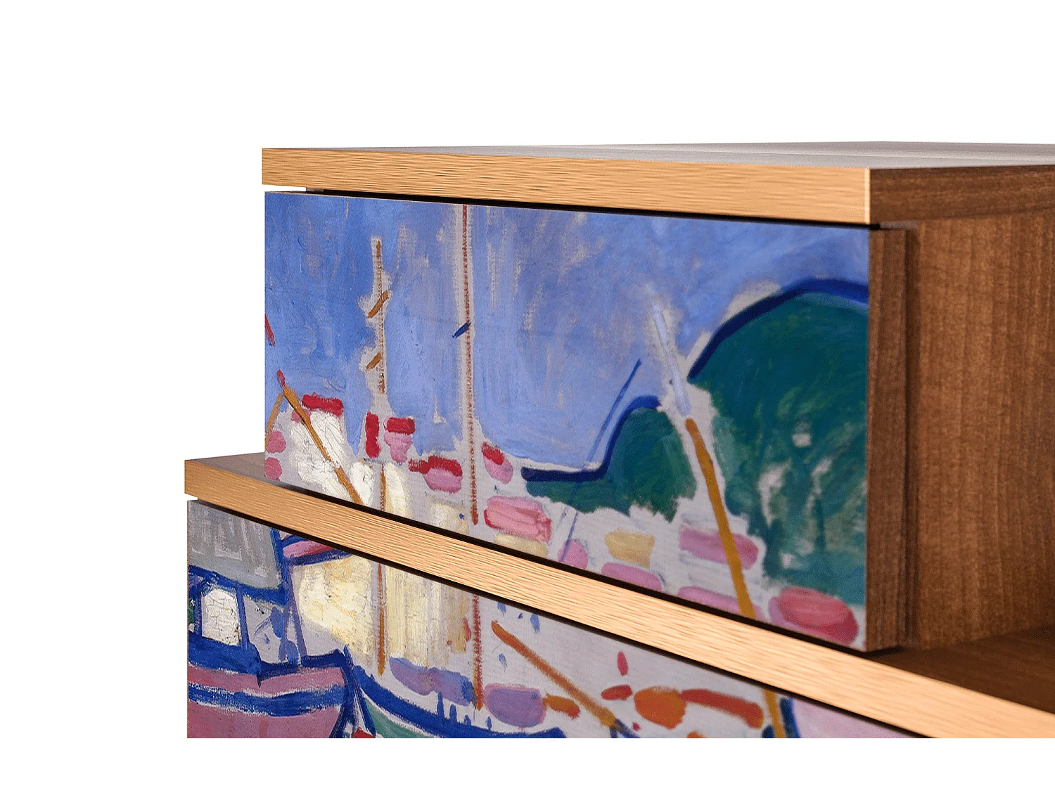 Stolik nocny - 58х58х41 cm - NS1 - The Port of Collioure , Orzech