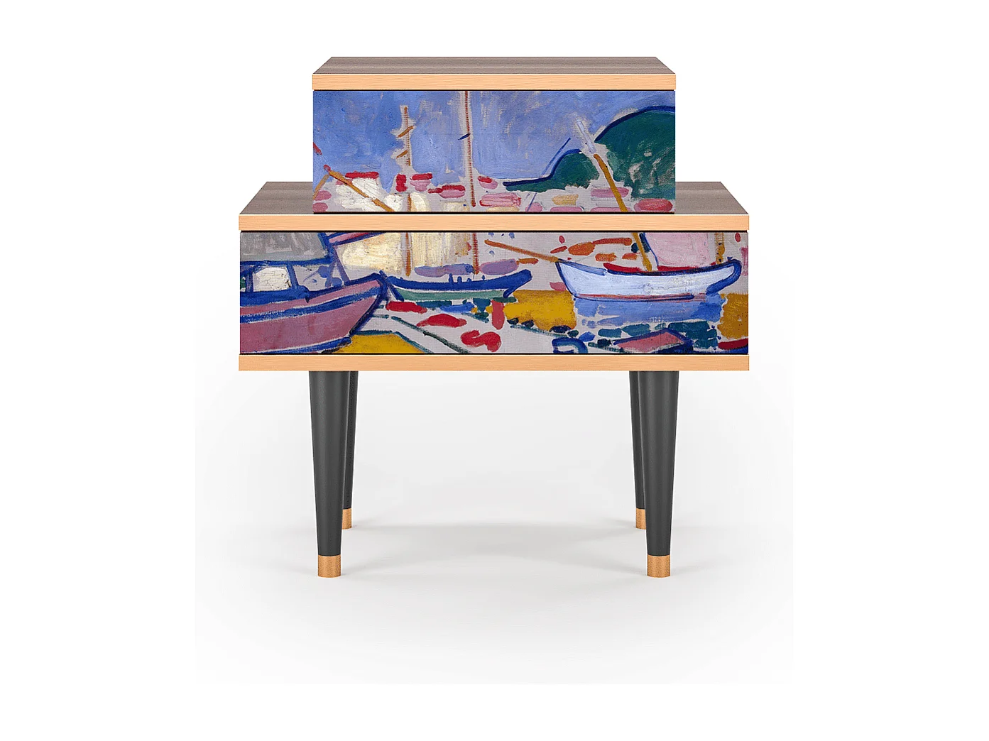 Table de nuit - 58х58х41 cm - NS1 - The Port of Collioure , Noyer