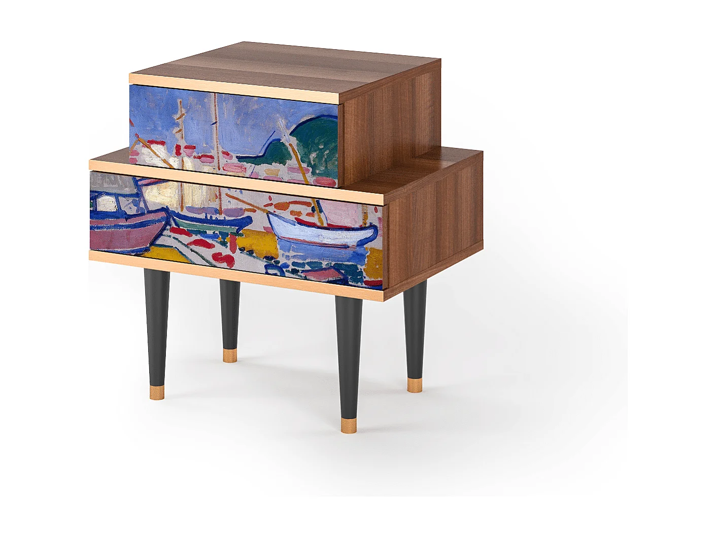 Table de nuit - 58х58х41 cm - NS1 - The Port of Collioure , Noyer