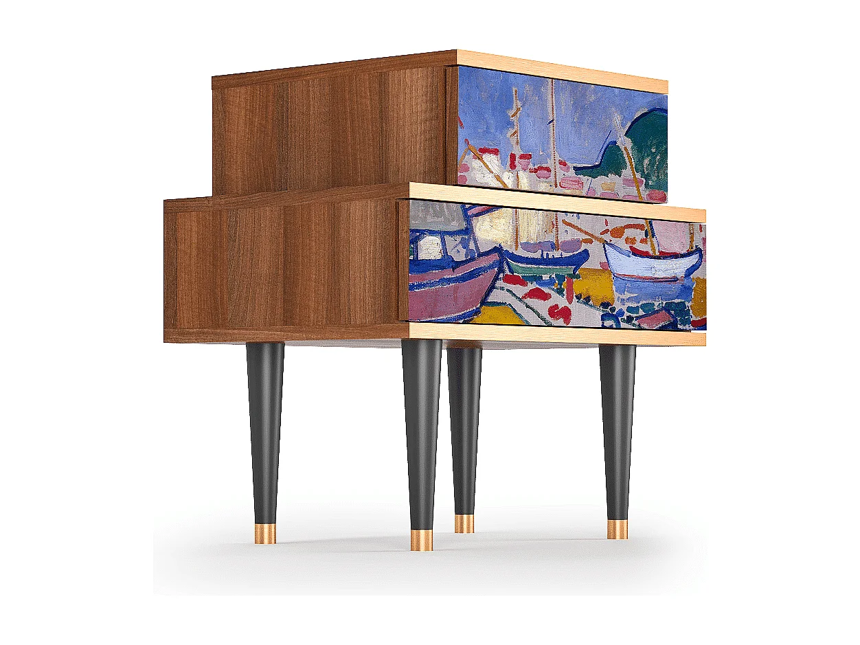 Table de nuit - 58х58х41 cm - NS1 - The Port of Collioure , Noyer