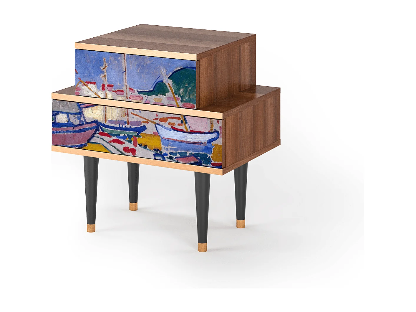 Criado-mudo - 58х58х41 cm - NS1 - The Port of Collioure , Nogueira