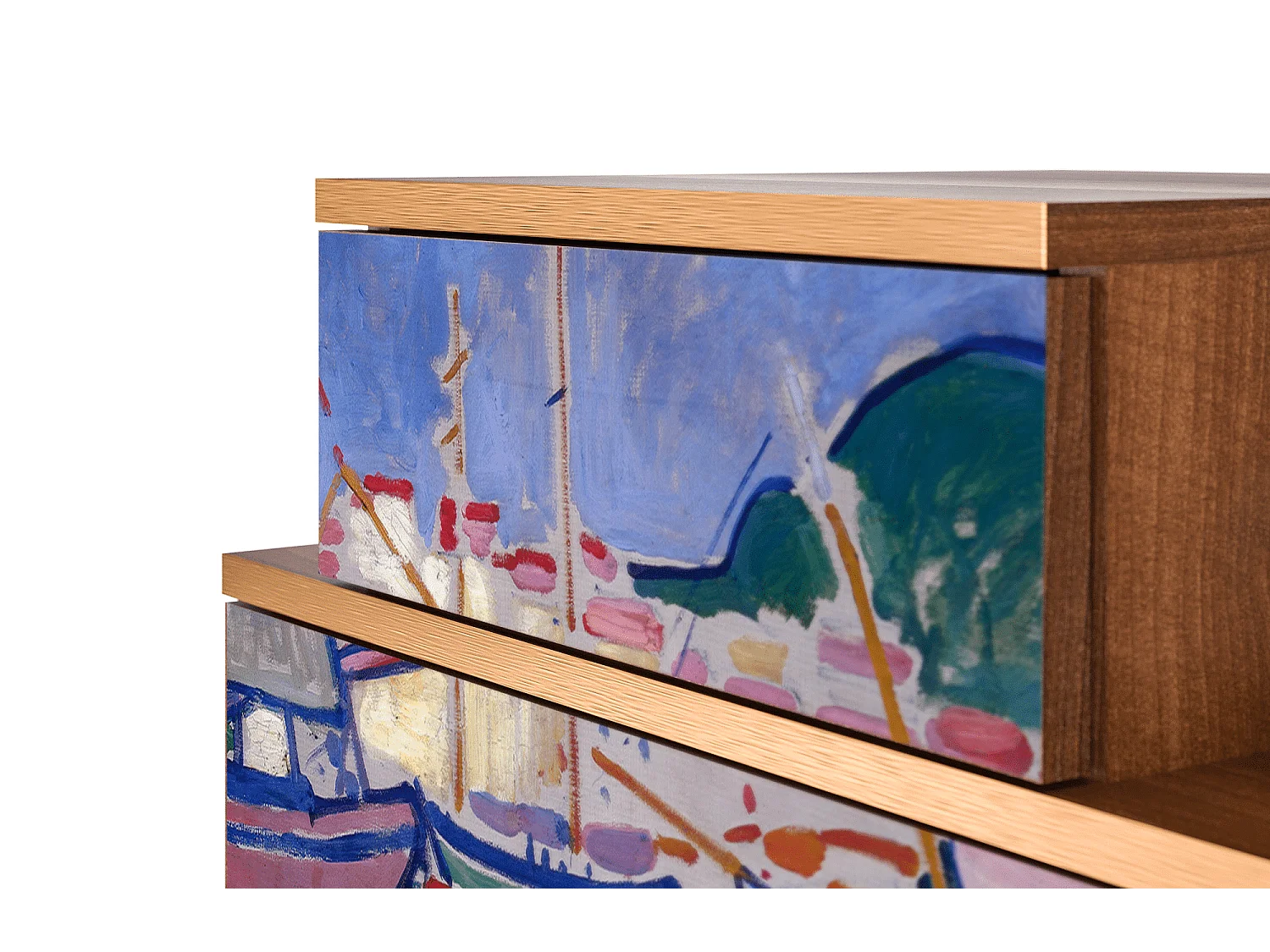 Criado-mudo - 58х58х41 cm - NS1 - The Port of Collioure , Nogueira