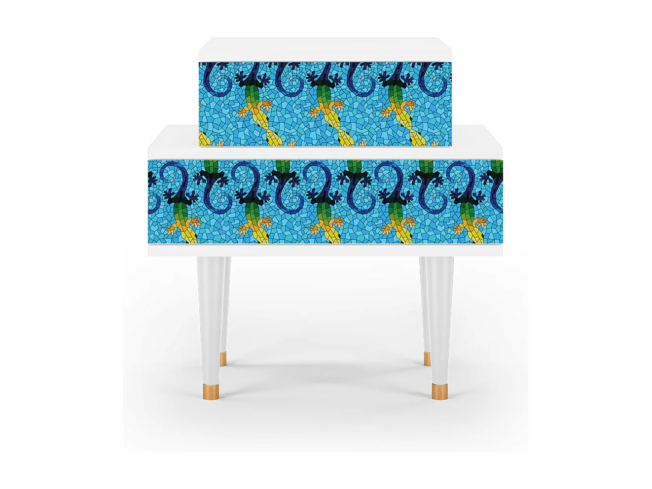 Stolik nocny - 58х58х41 cm - NS1 - Gaudi's Lizard, Biały