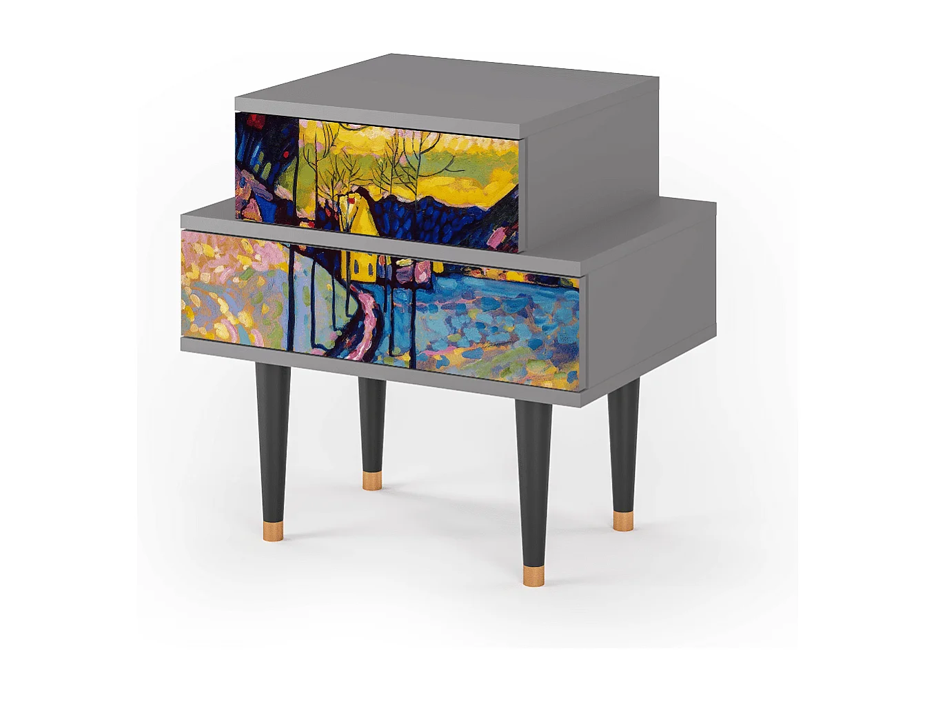 Stolik nocny - 58х58х41 cm - NS1 - Winter Landscape, Szary