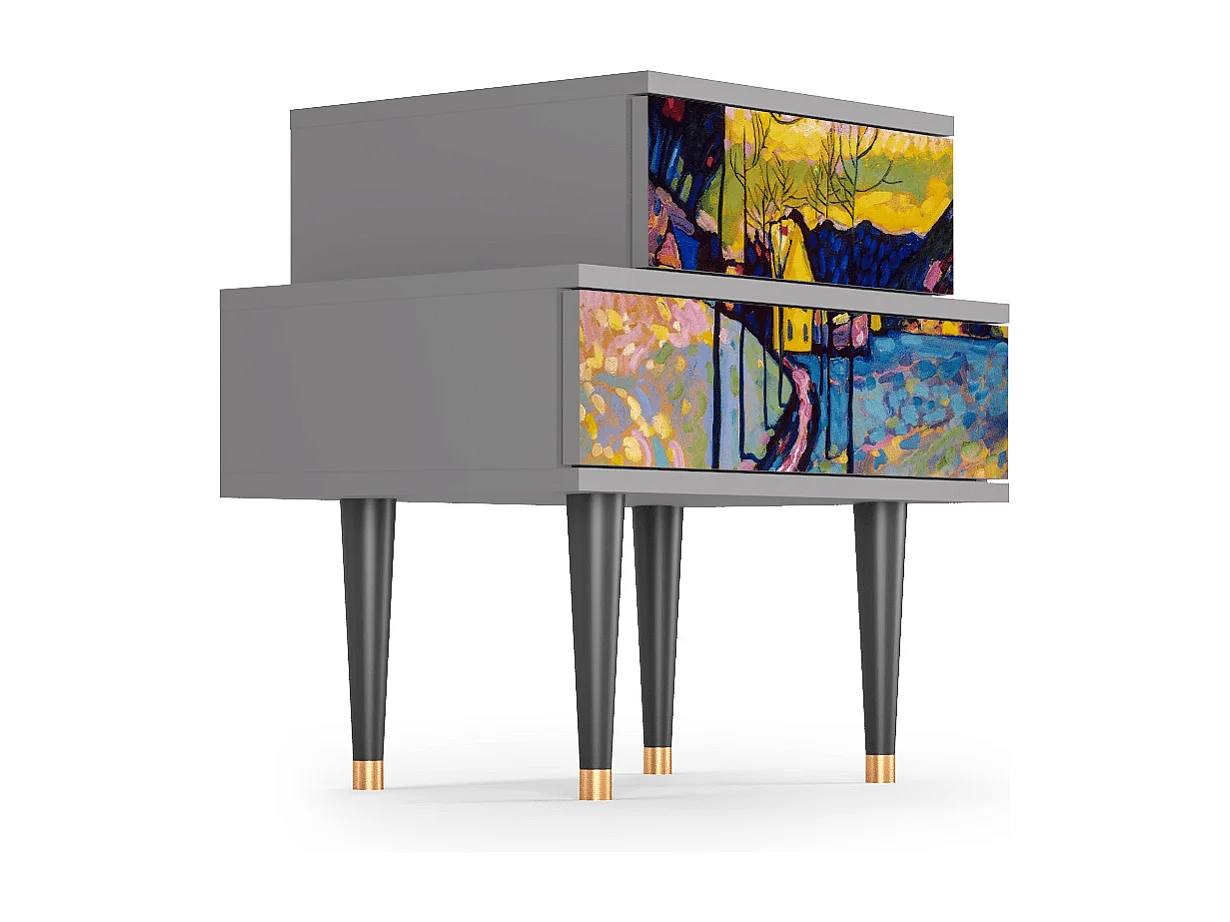 Stolik nocny - 58х58х41 cm - NS1 - Winter Landscape, Szary