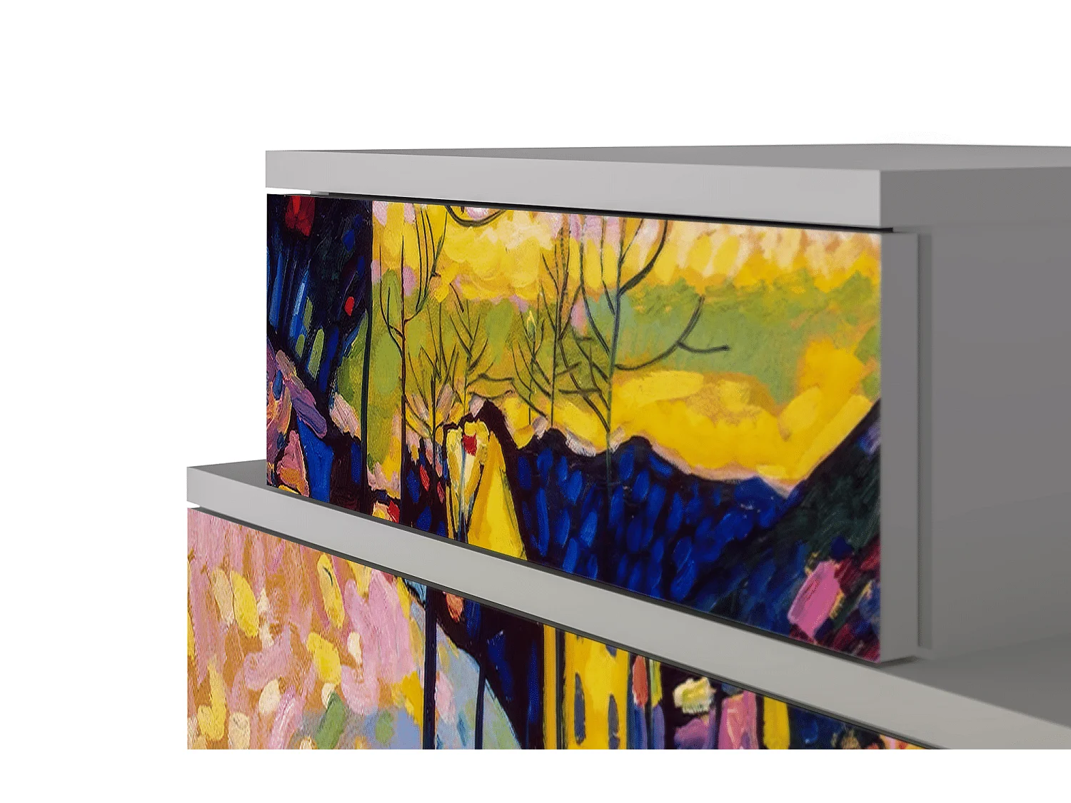 Stolik nocny - 58х58х41 cm - NS1 - Winter Landscape, Szary