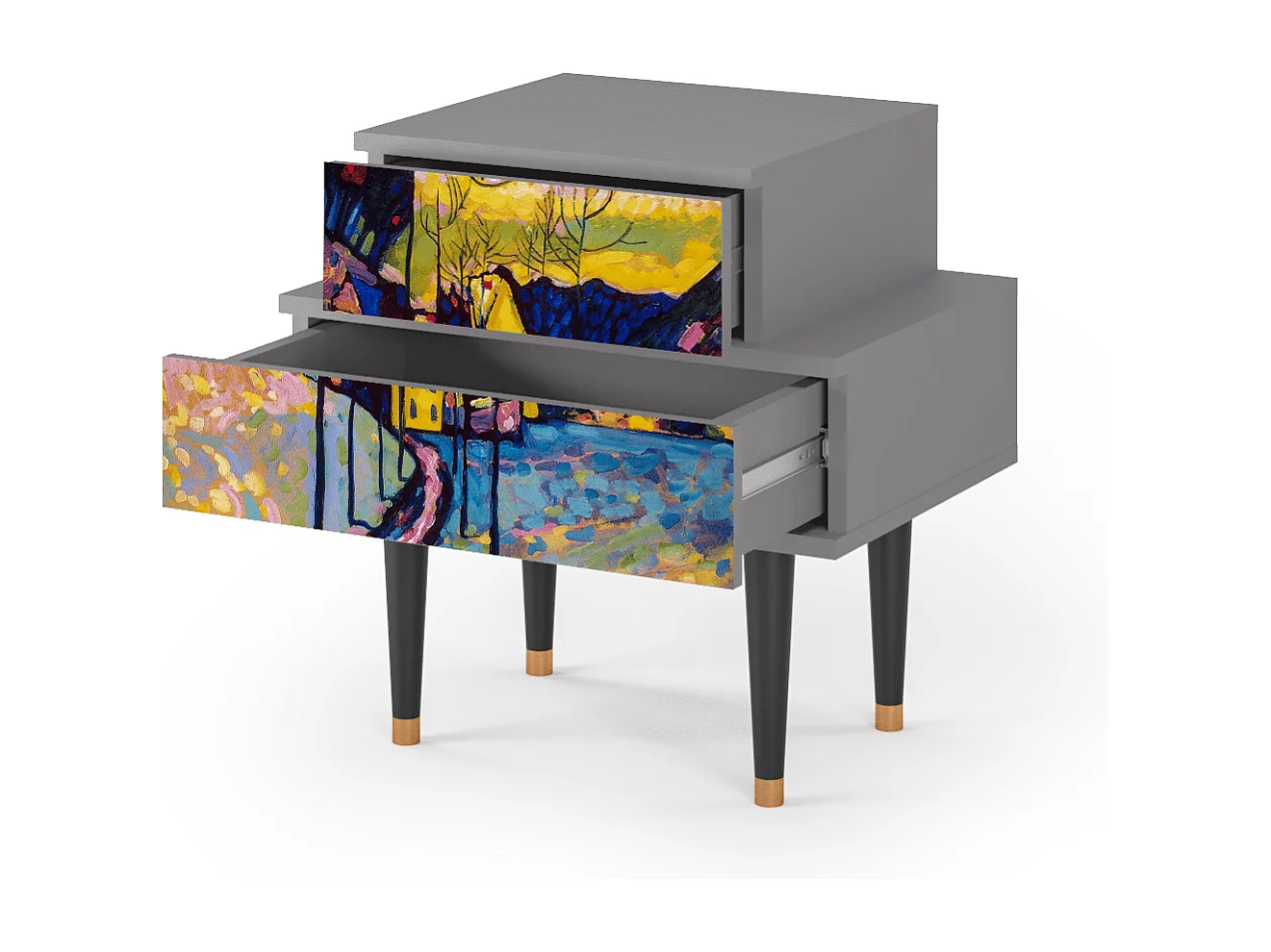 Stolik nocny - 58х58х41 cm - NS1 - Winter Landscape, Szary