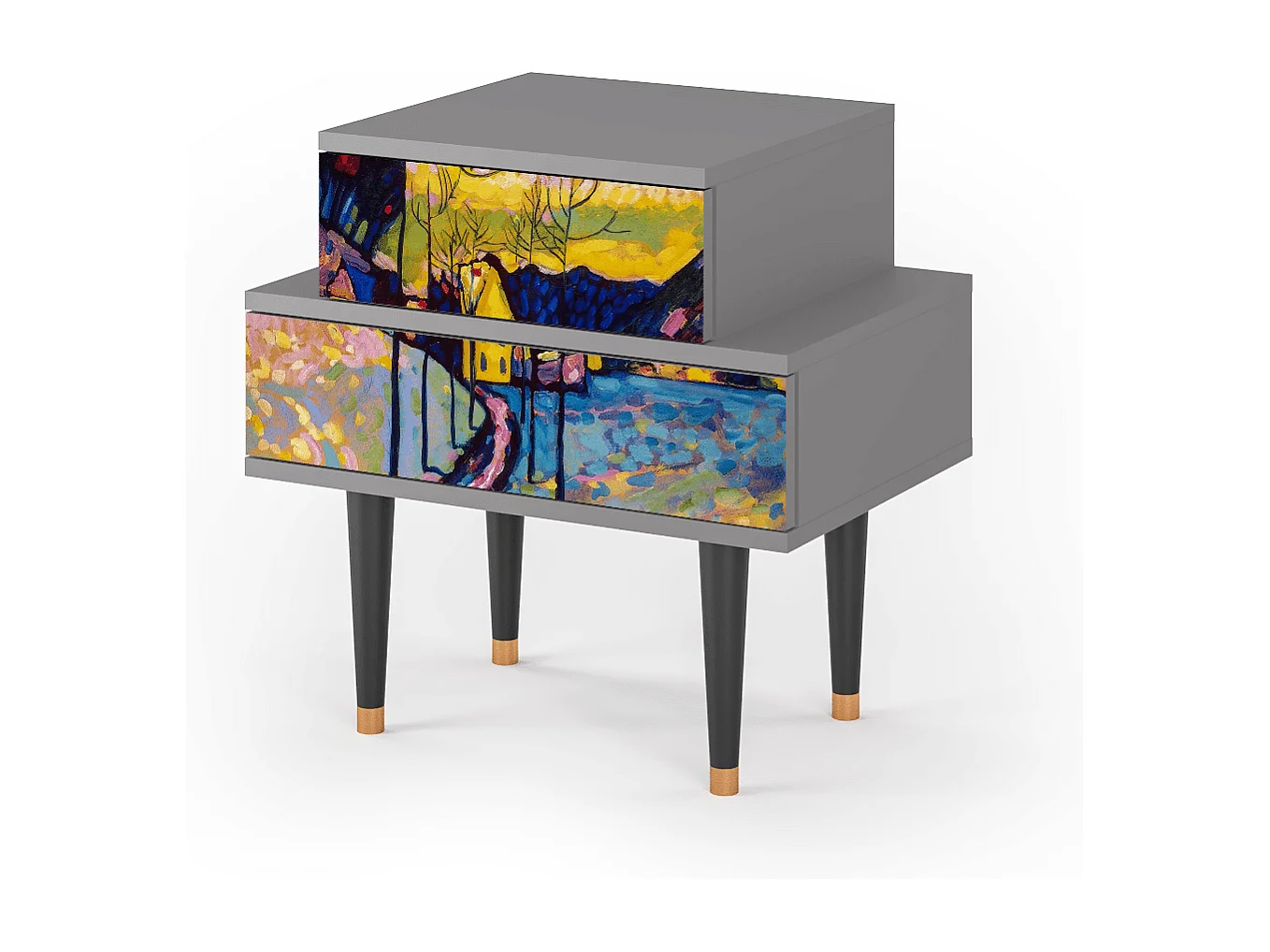 Stolik nocny - 58х58х41 cm - NS1 - Winter Landscape, Szary