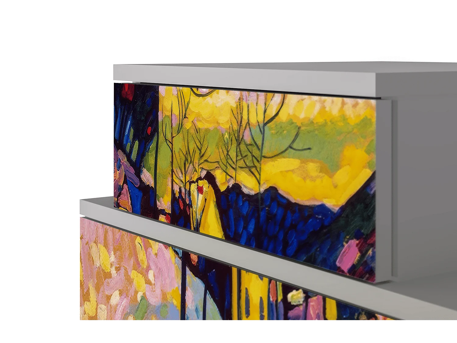 Stolik nocny - 58х58х41 cm - NS1 - Winter Landscape, Szary