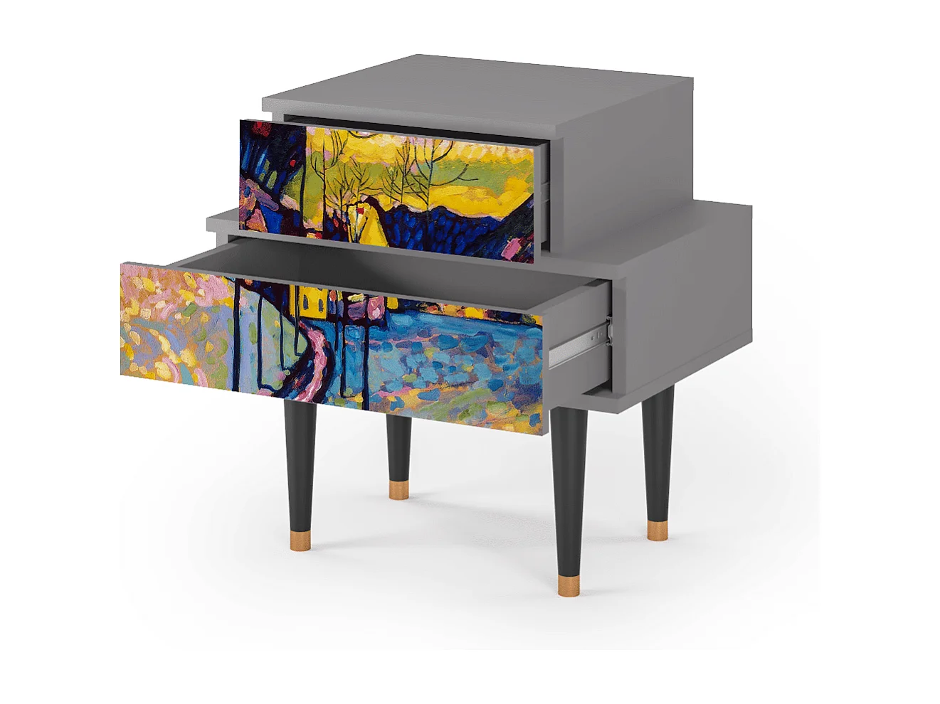 Stolik nocny - 58х58х41 cm - NS1 - Winter Landscape, Szary