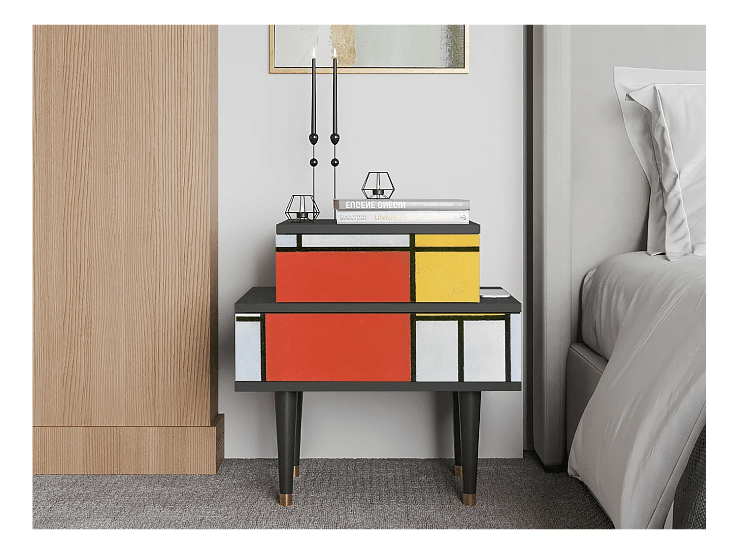 Table de nuit - 58х58х41 cm - NS1 - Composition, Anthracite