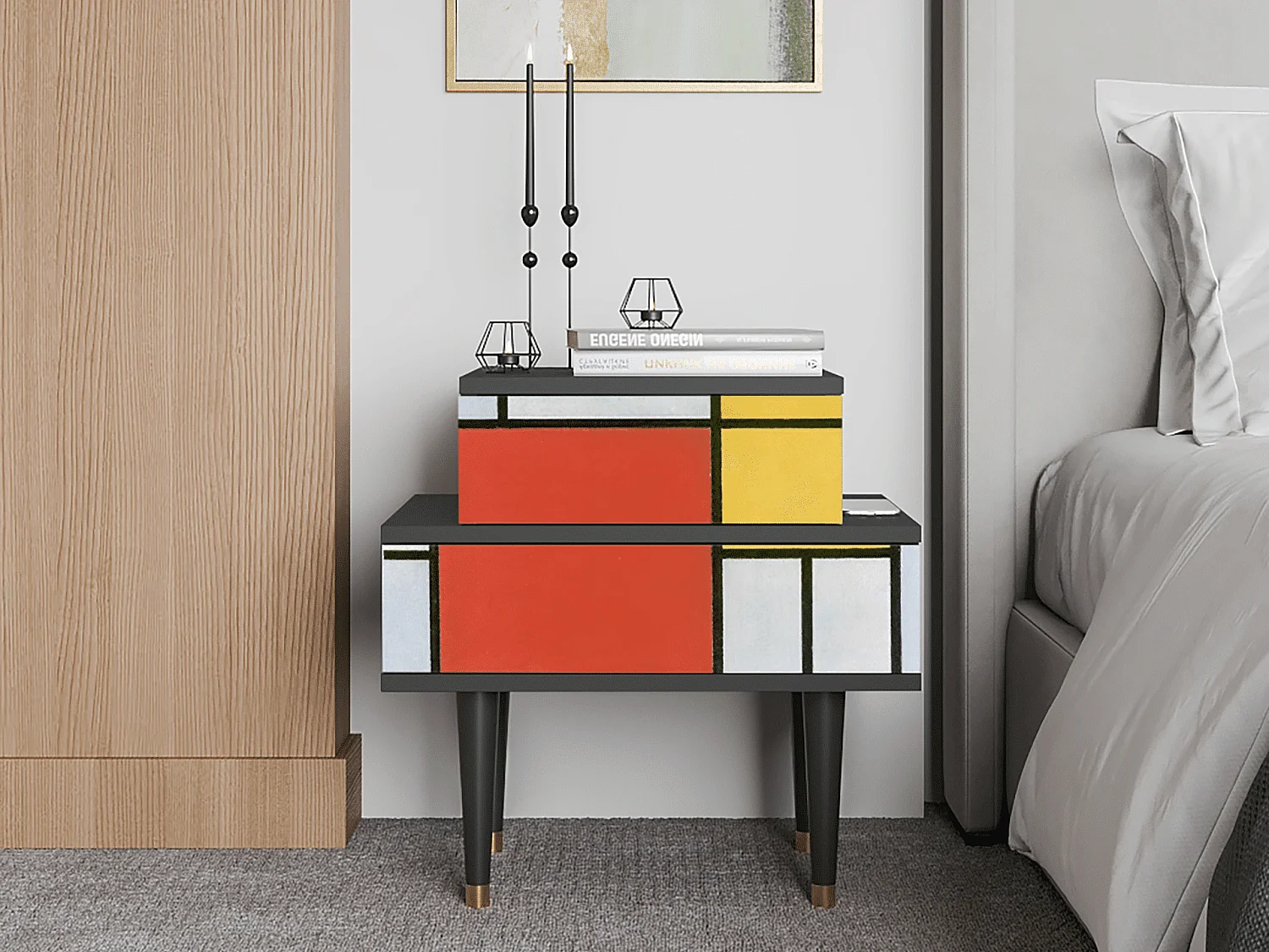 Table de nuit - 58х58х41 cm - NS1 - Composition, Anthracite