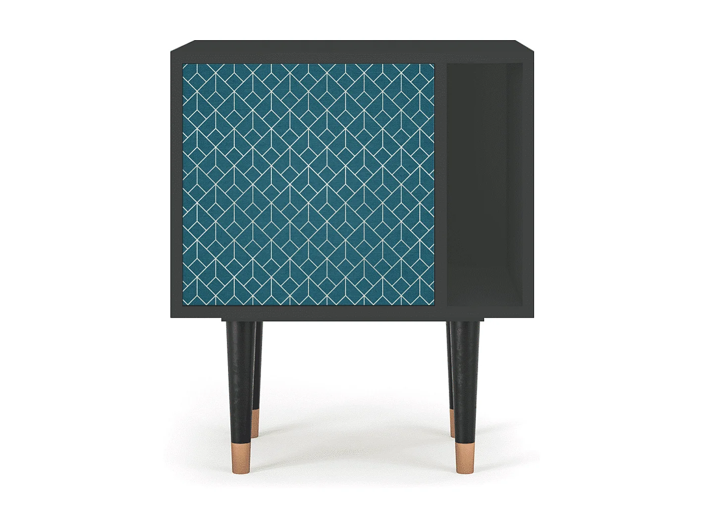 Table de nuit - 57х69х48 cm - S2 - Turquoise Geometry, Anthracite