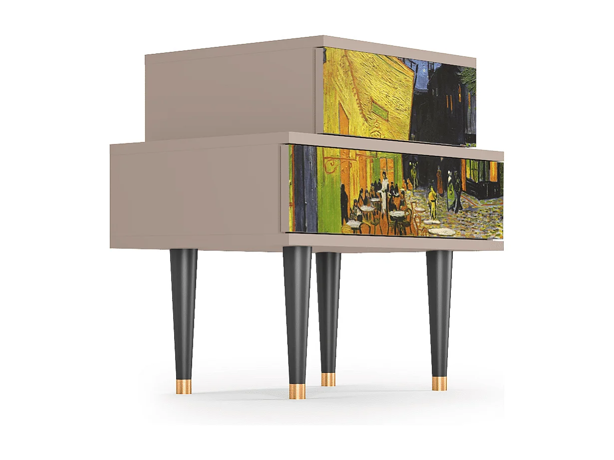 Stolik nocny - 58х58х41 cm - NS1 - Café Terrace at Night, Latte