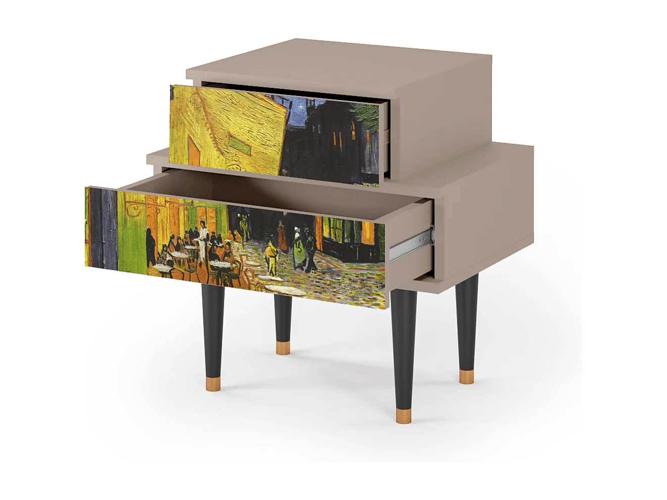 Stolik nocny - 58х58х41 cm - NS1 - Café Terrace at Night, Latte