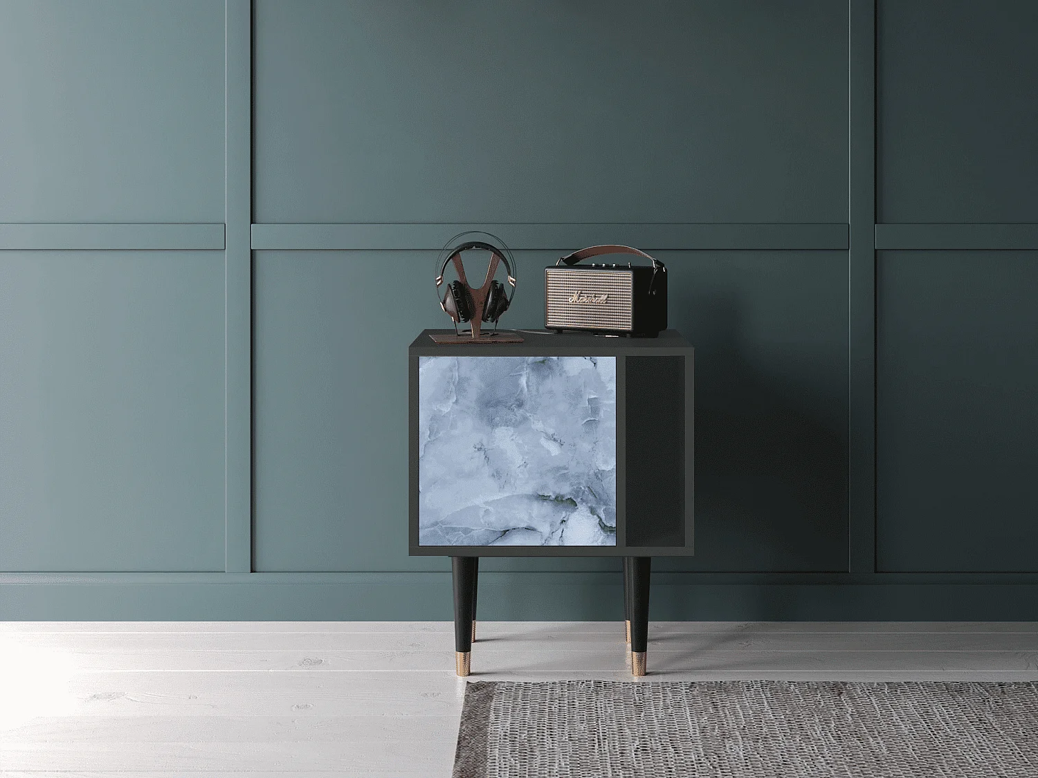 Mesita de noche - 57х69х48 cm - S2 - Feather Ice, Antracita