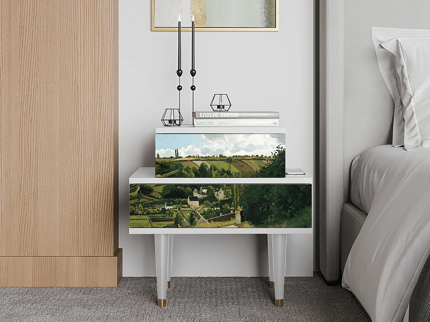 Table de nuit - 58х58х41 cm - NS1 - Jalais Hill by Pissarro, Blanc