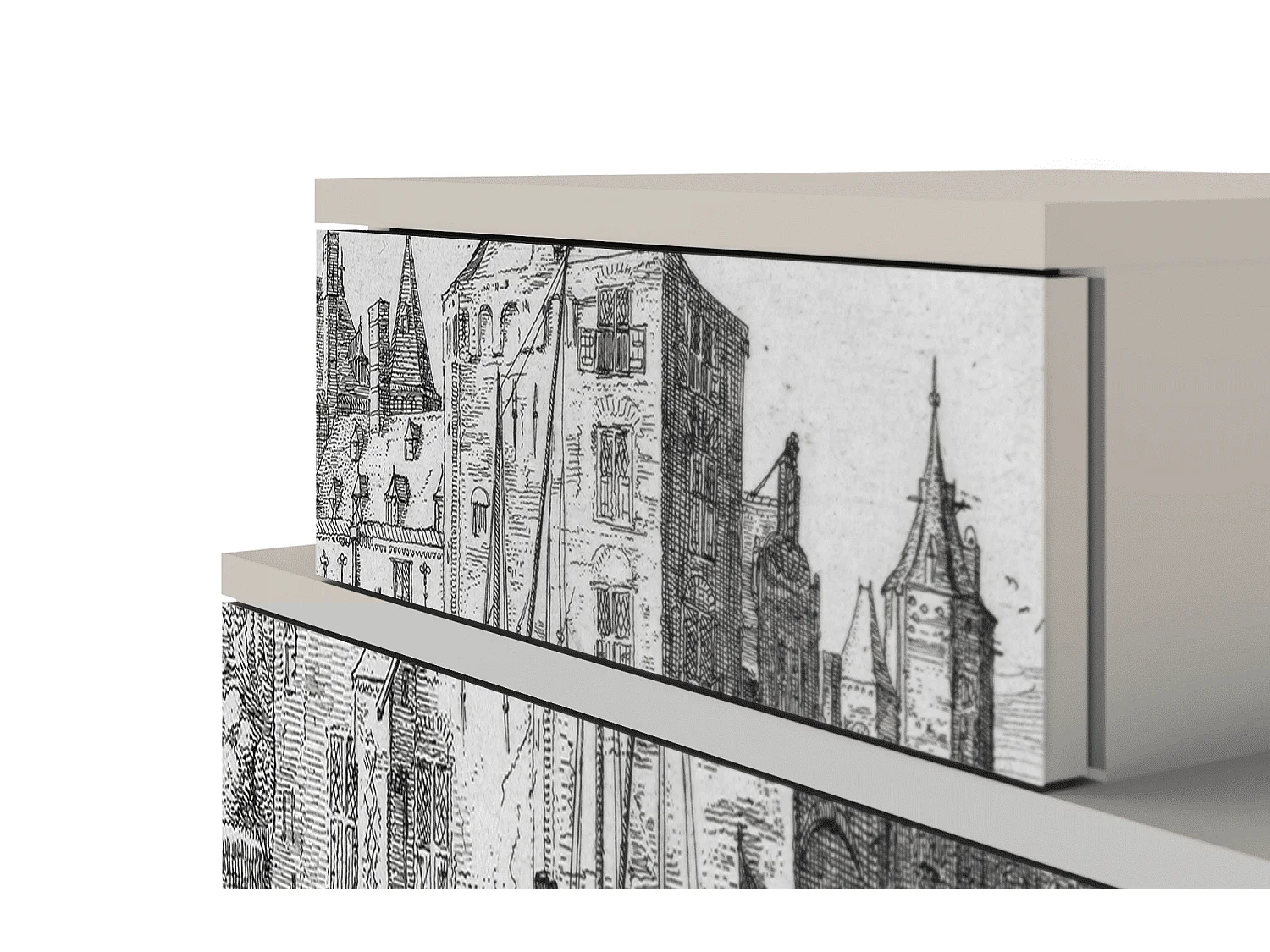 Stolik nocny - 58х58х41 cm - NS1 - Castle with Bridge, Piaskowy