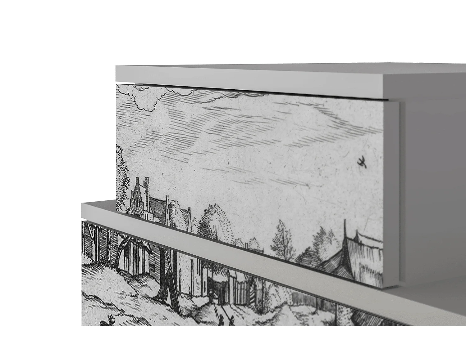 Comodino - 58х58х41 cm - NS1 - Country Village, Grigio