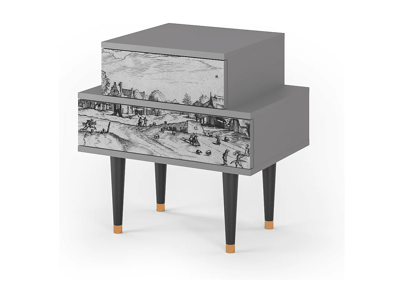 Table de nuit - 58х58х41 cm - NS1 - Country Village, Gris