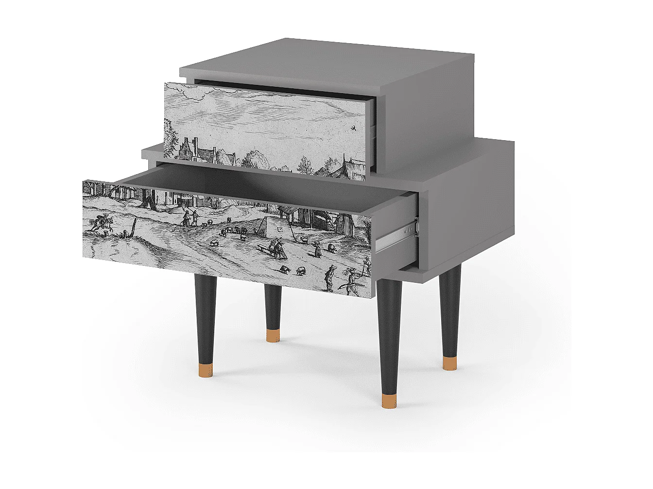 Table de nuit - 58х58х41 cm - NS1 - Country Village, Gris