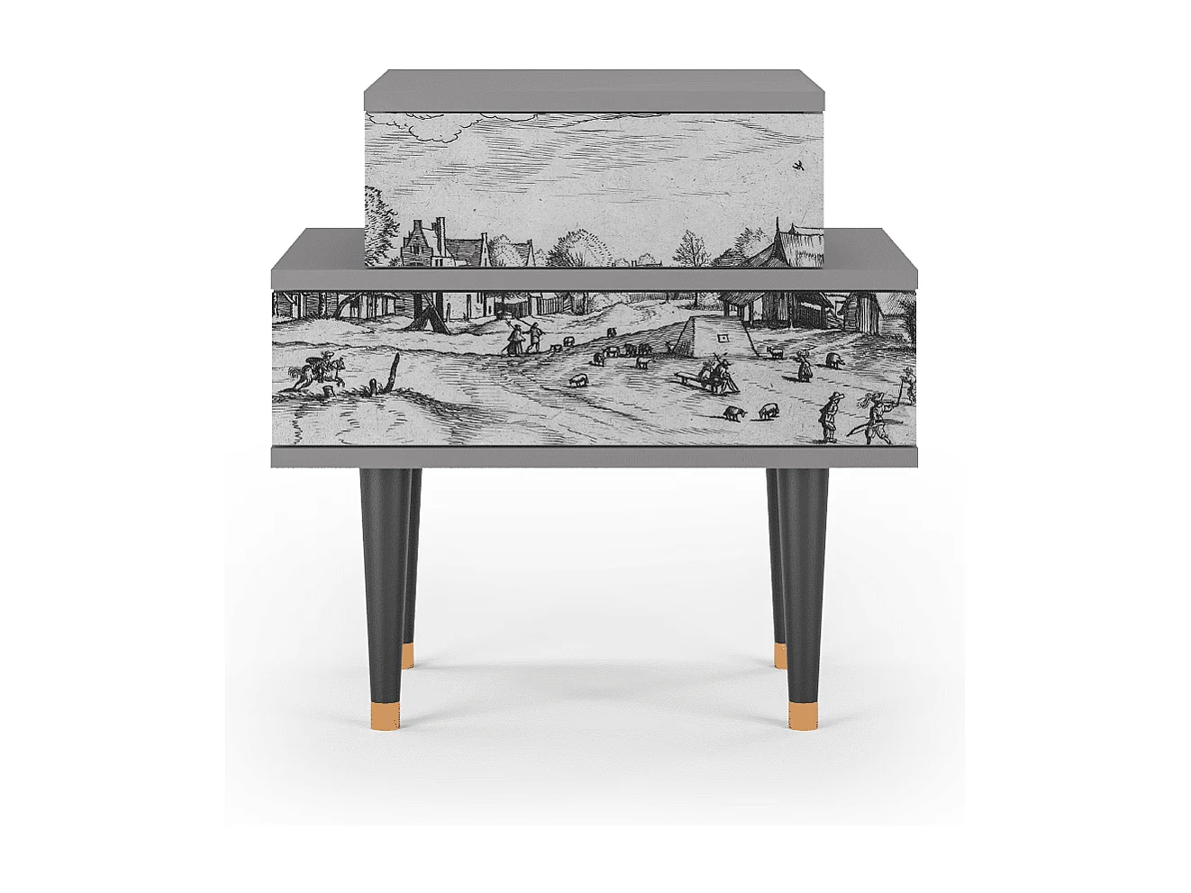 Table de nuit - 58х58х41 cm - NS1 - Country Village, Gris
