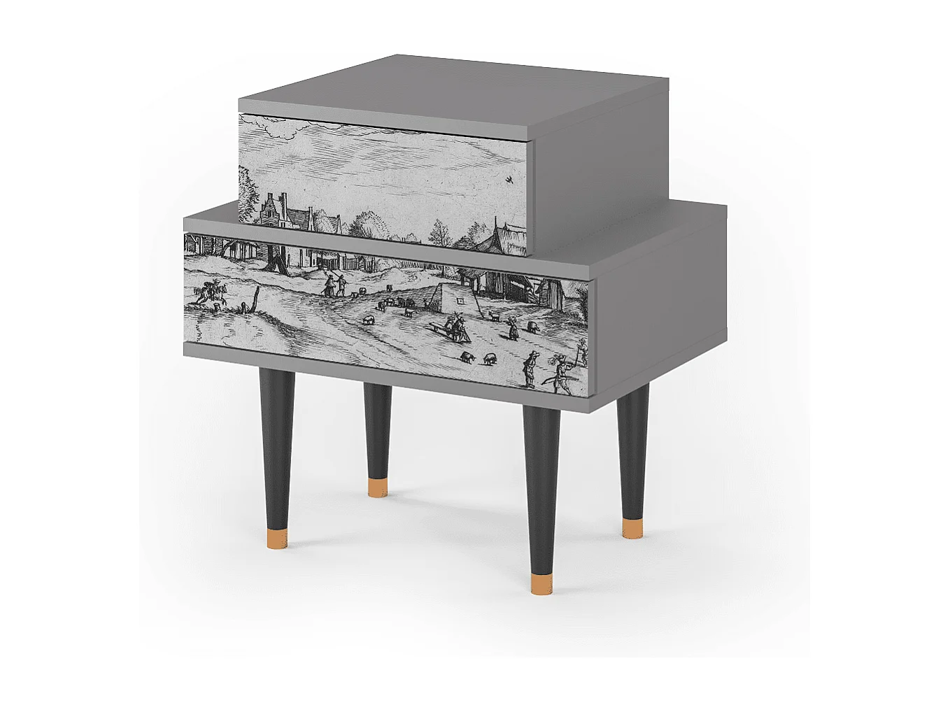 Table de nuit - 58х58х41 cm - NS1 - Country Village, Gris