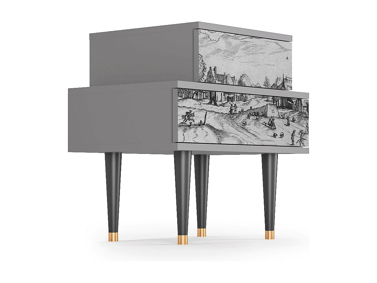 Table de nuit - 58х58х41 cm - NS1 - Country Village, Gris