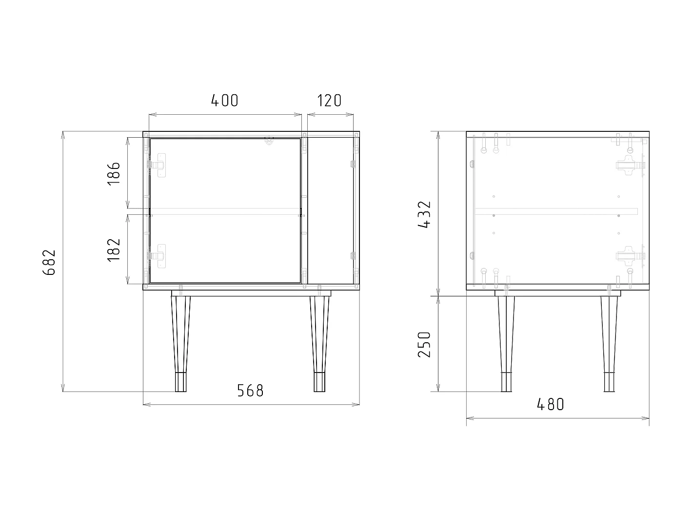 Nachttisch - 57х69х48 cm - S2 - Egypt Triangles, Anthrazit