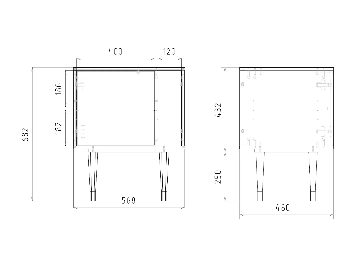 Nachttisch - 57х69х48 cm - S2 - Egypt Triangles, Anthrazit