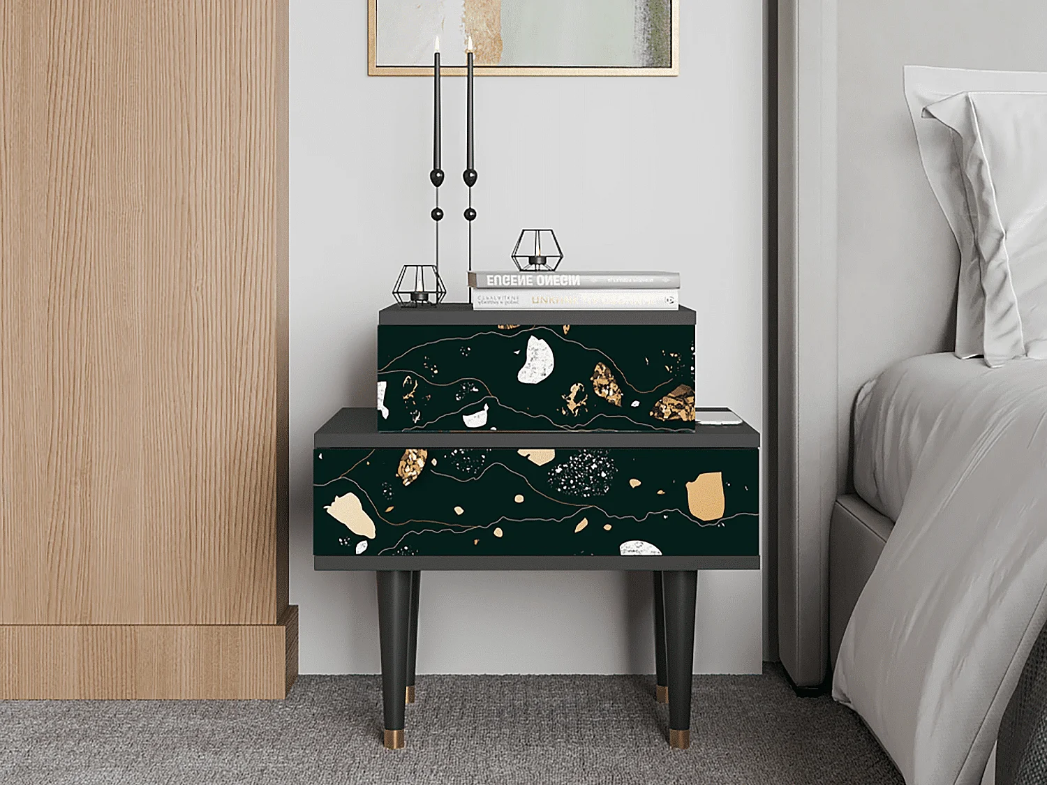 Comodino - 58х58х41 cm - NS1 - Space Rocks, Antracite