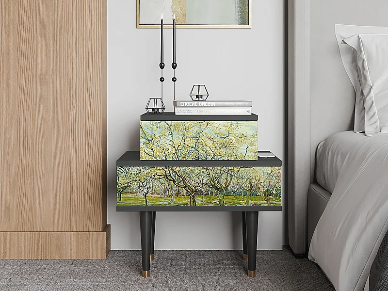 Comodino - 58х58х41 cm - NS1 - The Bianco Orchard, Antracite