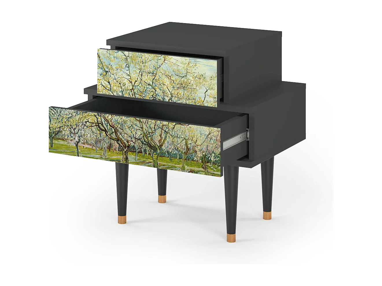 Comodino - 58х58х41 cm - NS1 - The Bianco Orchard, Antracite
